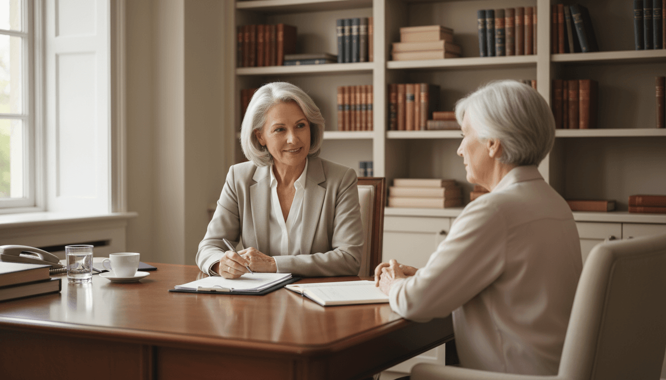 Compassionate estate sale professional meeting with family to discuss household goods